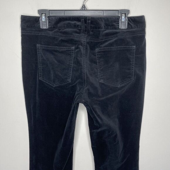 ZARA Velvet Pants Womens 8 Solid Black Straight Leg Mid-Rise 5-Pocket Stretch - Picture 7 of 12